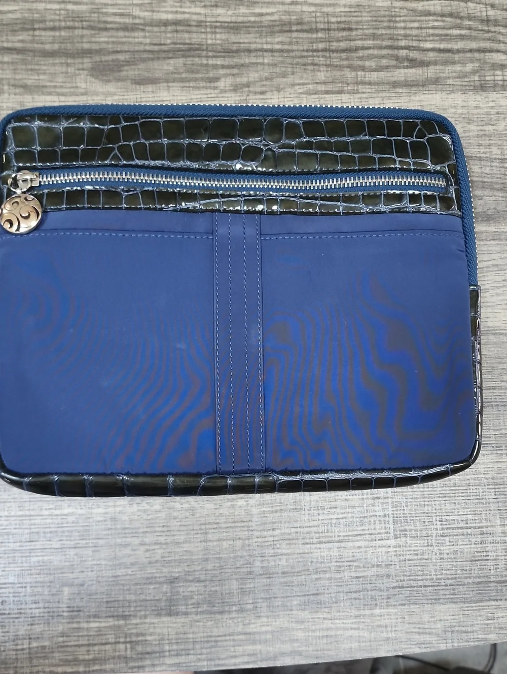 Brighton Laptop/tablet Blue Croc-Trim Zipper  Sleeve